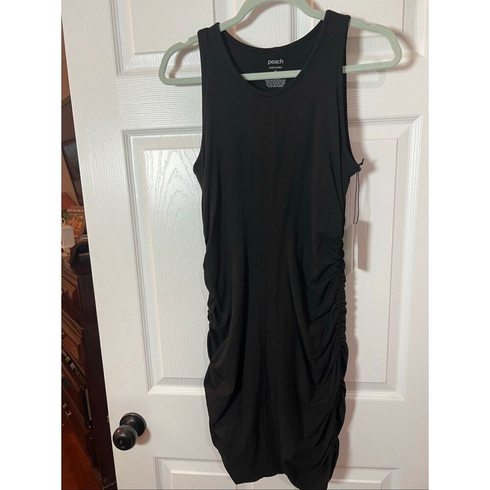 Peach Yumi Dress – Black Ruched Tank Dress – Women’s Medium